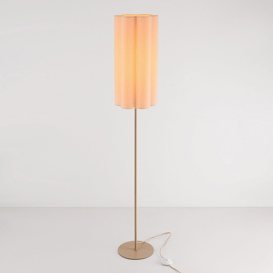 Moderne vloerlamp Oia met linnen kap in beige