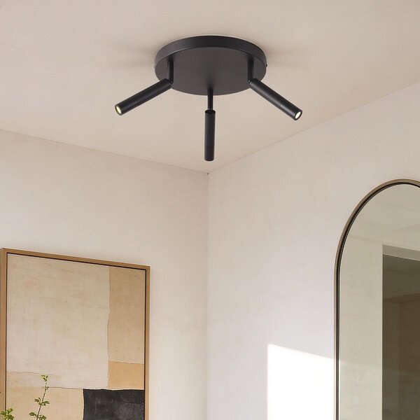 Zwarte plafondlamp Dora met drie verstelbare spots