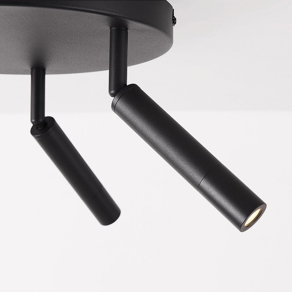 Zwarte plafondlamp Dora met drie verstelbare spots
