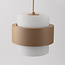 Moderne hanglamp Kodi in beige met melkwit glazen kappen, 3-lichts