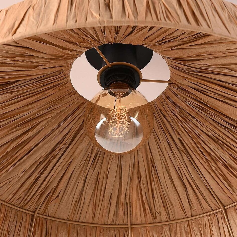 Boho plafondlamp Baro van natuurlijk raffiapapier Ø58