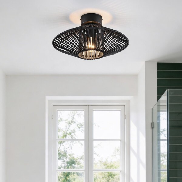 Lampe de salle de bain Tissé en corde tressée - noir