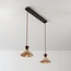 Suspension Japandi Mara à 2 lumières - travertin (pierre naturelle) et bois