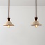 Suspension Japandi Mara à 2 lumières - travertin (pierre naturelle) et bois