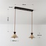 Suspension Japandi Mara à 2 lumières - travertin (pierre naturelle) et bois