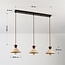 3-lichts Japandi hanglamp Mara van travertin (natuursteen) en hout