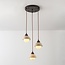 Suspension Vado à 3 lumières - travertin (pierre naturelle) et verre, ronde