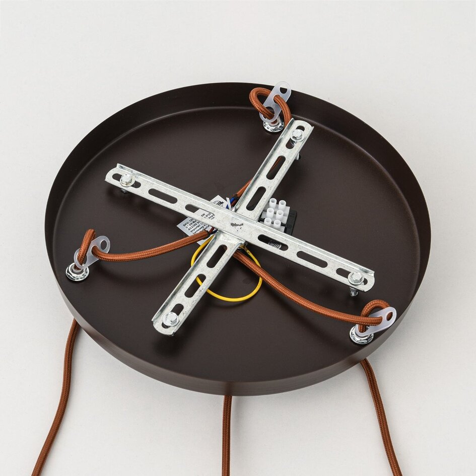 Suspension Japandi Vado en travertin (pierre naturelle), bois et verre, 3 lumières