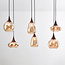 Hanglamp met amber glas en donkere houtoptiek, 6-lichts - Loic