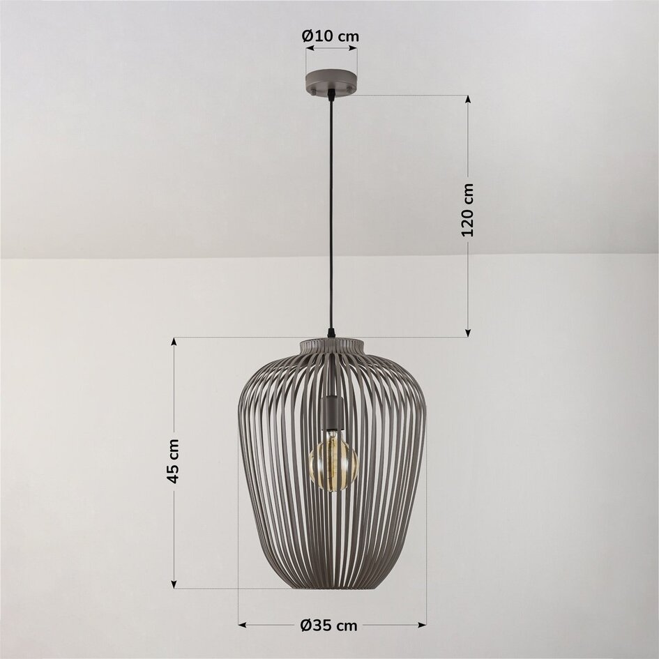 Hanglamp Taro van lichtgrijs metaal – Ø35 cm