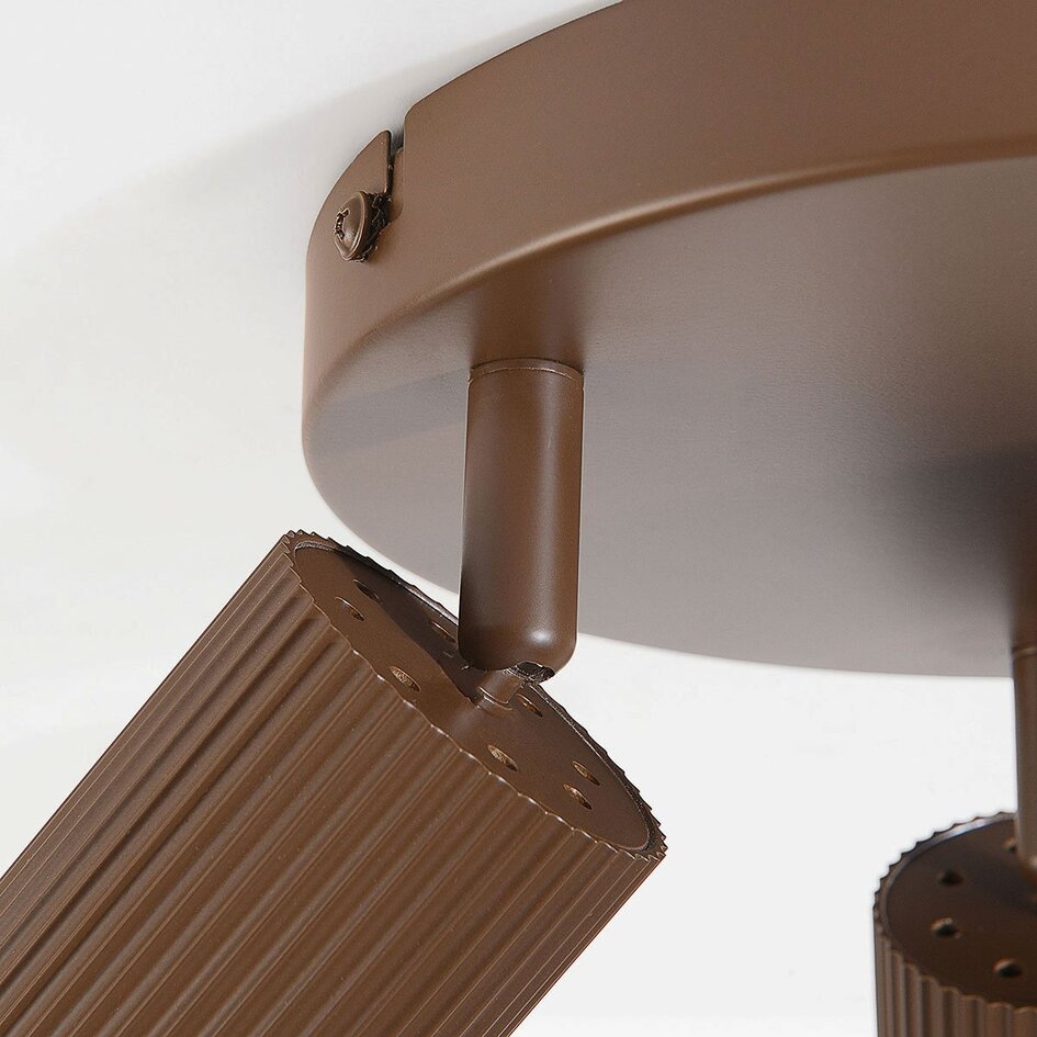Plafonnier rond Blaze avec 3 spots orientables - marron