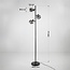 Zwarte staande lamp met smoke grijs glas en spiegeleffect, 3-lichts - Jesse