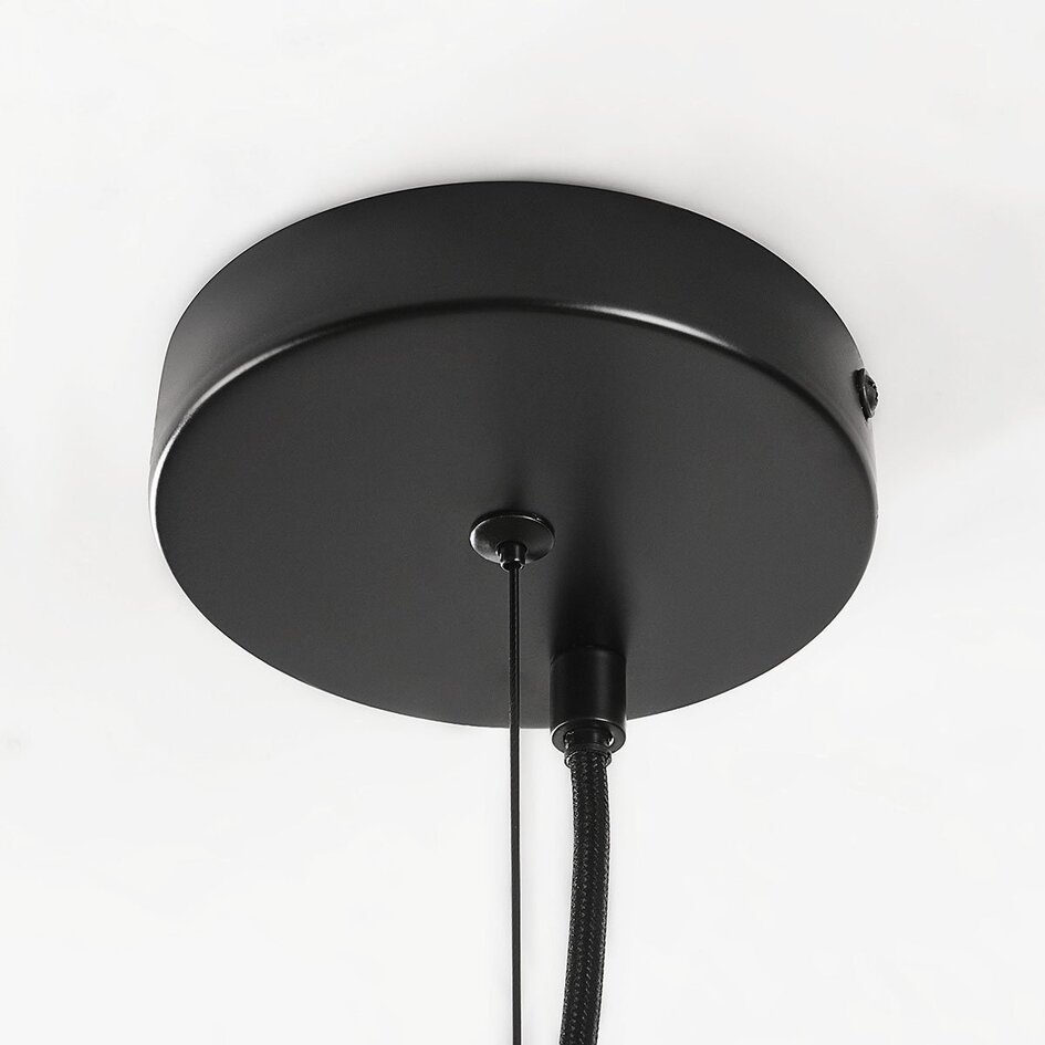 Suspension Lofas avec abat-jour métallique ouvert et lin noir