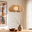 Suspension Rorka avec lamelles en bois, forme ronde ouverte et diffuseur
