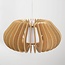 Hanglamp Rorka met houten lamellen, open ronde vorm en diffuser