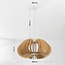 Suspension Rorka avec lamelles en bois, forme ronde ouverte et diffuseur