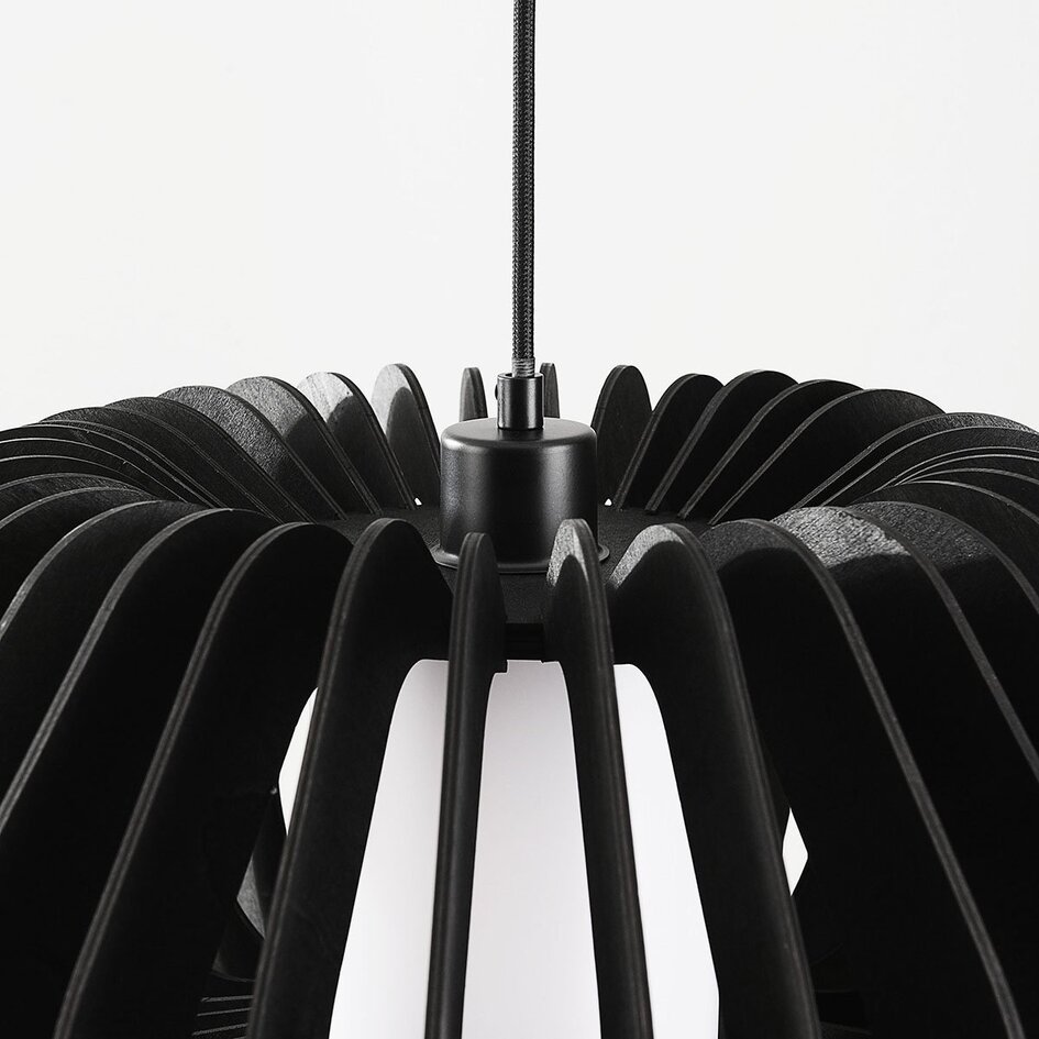 Hanglamp Rorka - zwarte lamellen met diffuser