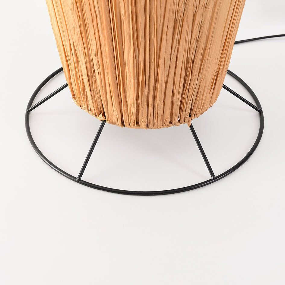 Lampadaire Plecta en papier raphia avec pied métallique noir - 140 cm