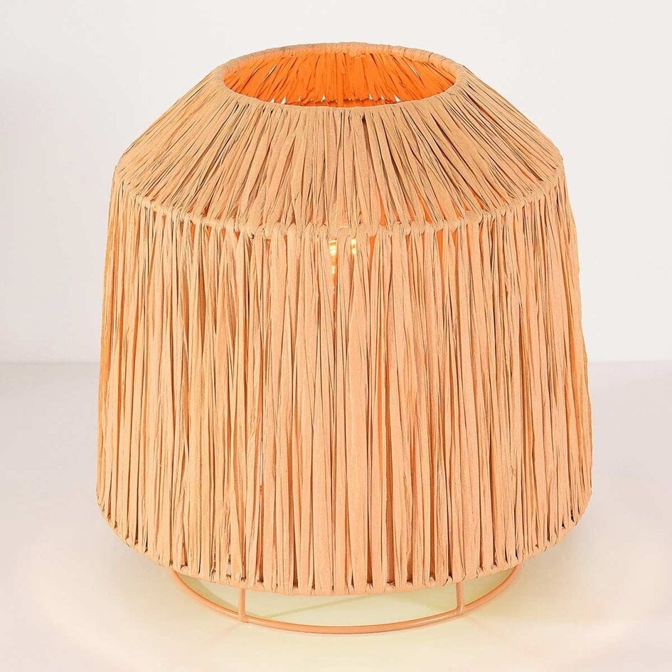 Lampe à poser Aruna en papier raffia - beige