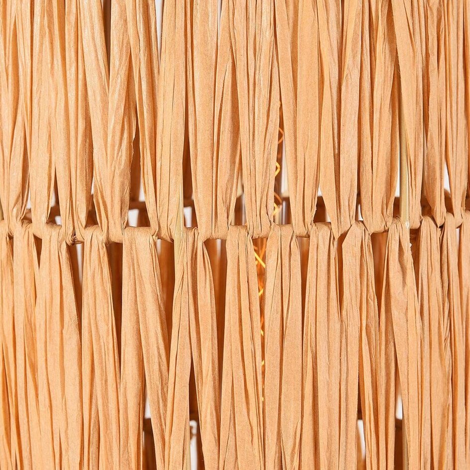 Tafellamp Arena  van raffia papier met beige metalen voet