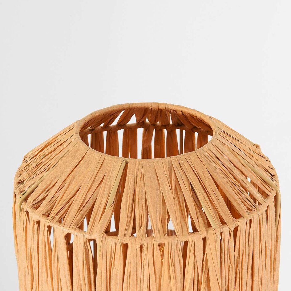 Tafellamp Arena  van raffia papier met beige metalen voet