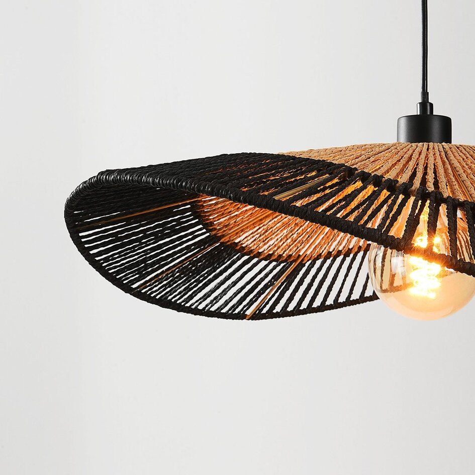 Hanglamp Ravena - handgevlochten in zwart en naturel
