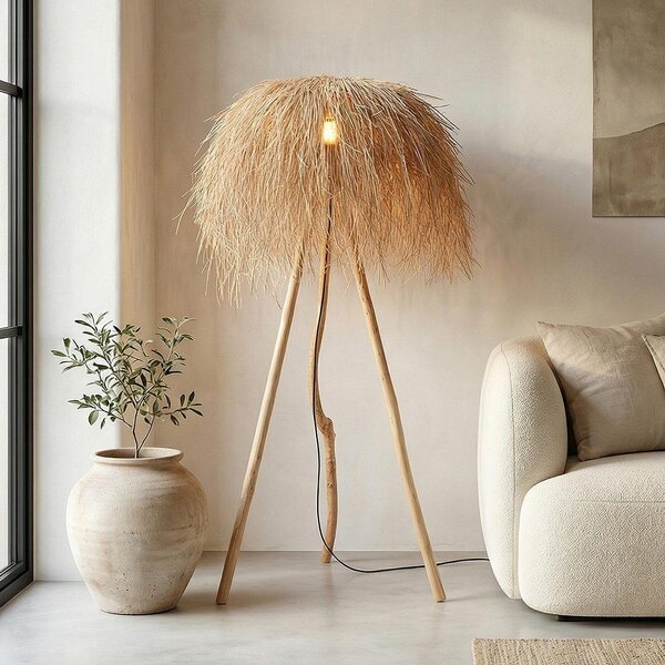 Boho vloerlamp Sunroot van rotan