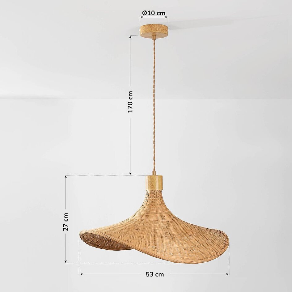 Suspension Flima avec abat-jour en bambou naturel - 53 cm