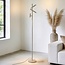 Lampadaire beige Zhan avec trois spots orientables, variateur tactile et éclairage haut/bas