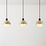 3-lichts hanglamp Vara van travertin (natuursteen), hout en melkwit glas