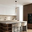 Suspension Oreno - travertin (pierre naturelle) et bois, ampoule incluse