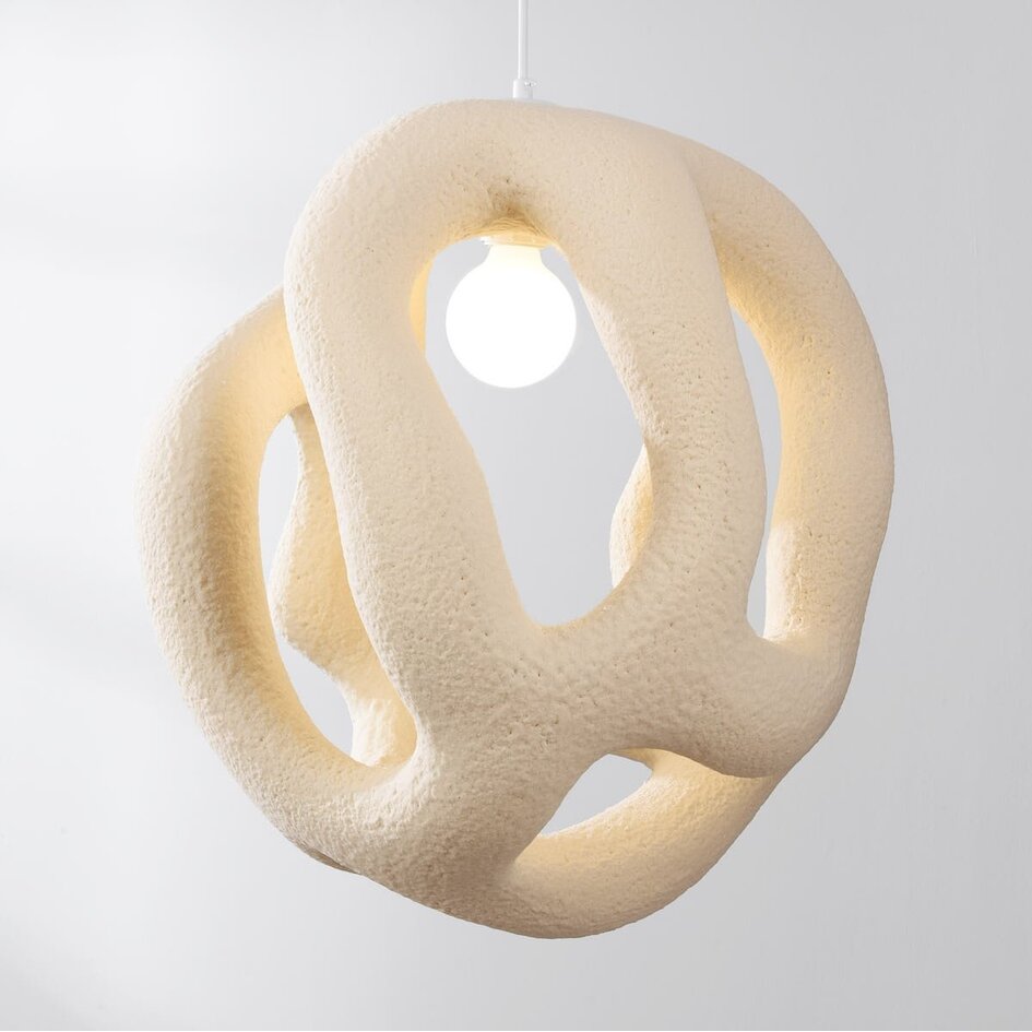 Eigentijdse Wabi Sabi hanglamp Kaji 43 x 50 cm - zandbeige