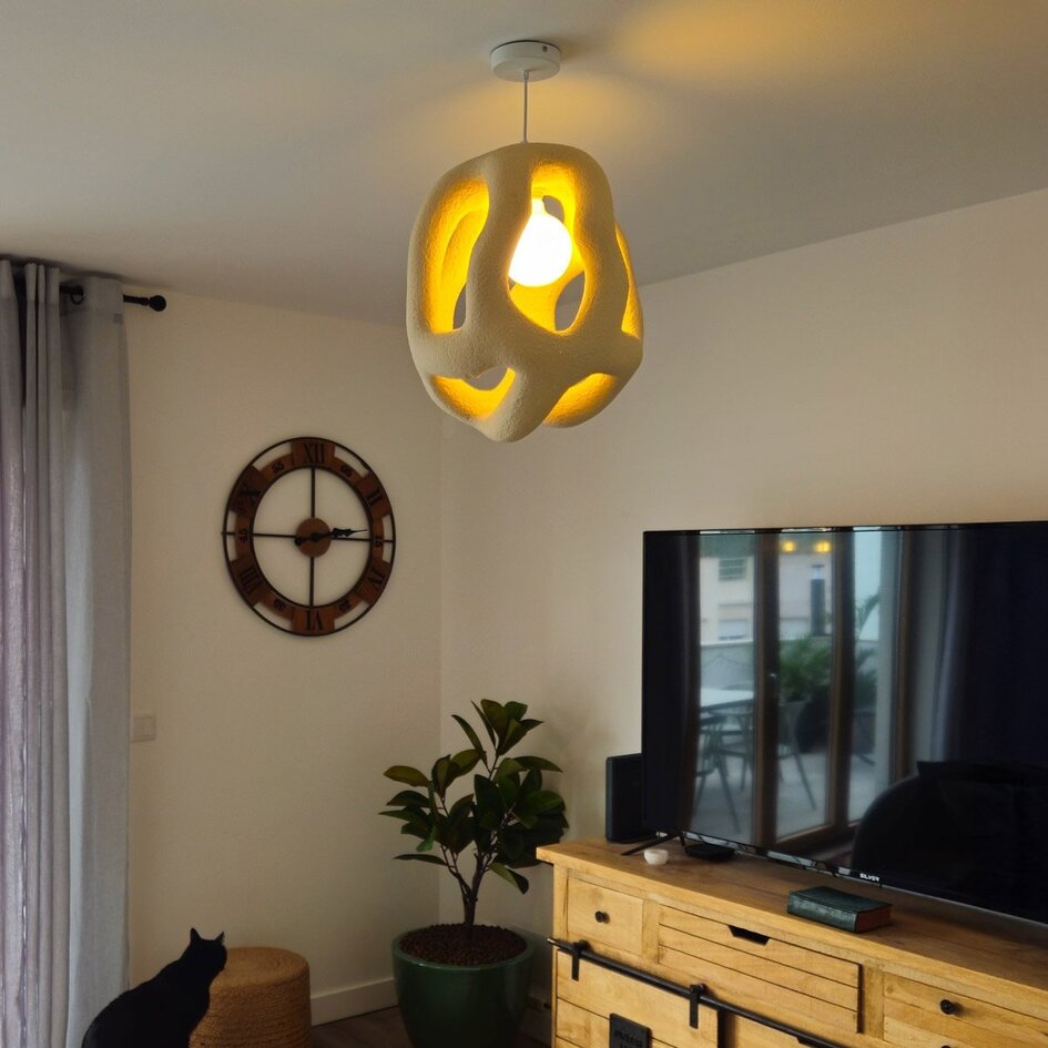 Lampe suspendue contemporaine Wabi Sabi Kaji 43 x 50 cm - beige sable