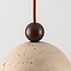 Hanglamp Vara van travertin (natuursteen), hout en melkwit glas