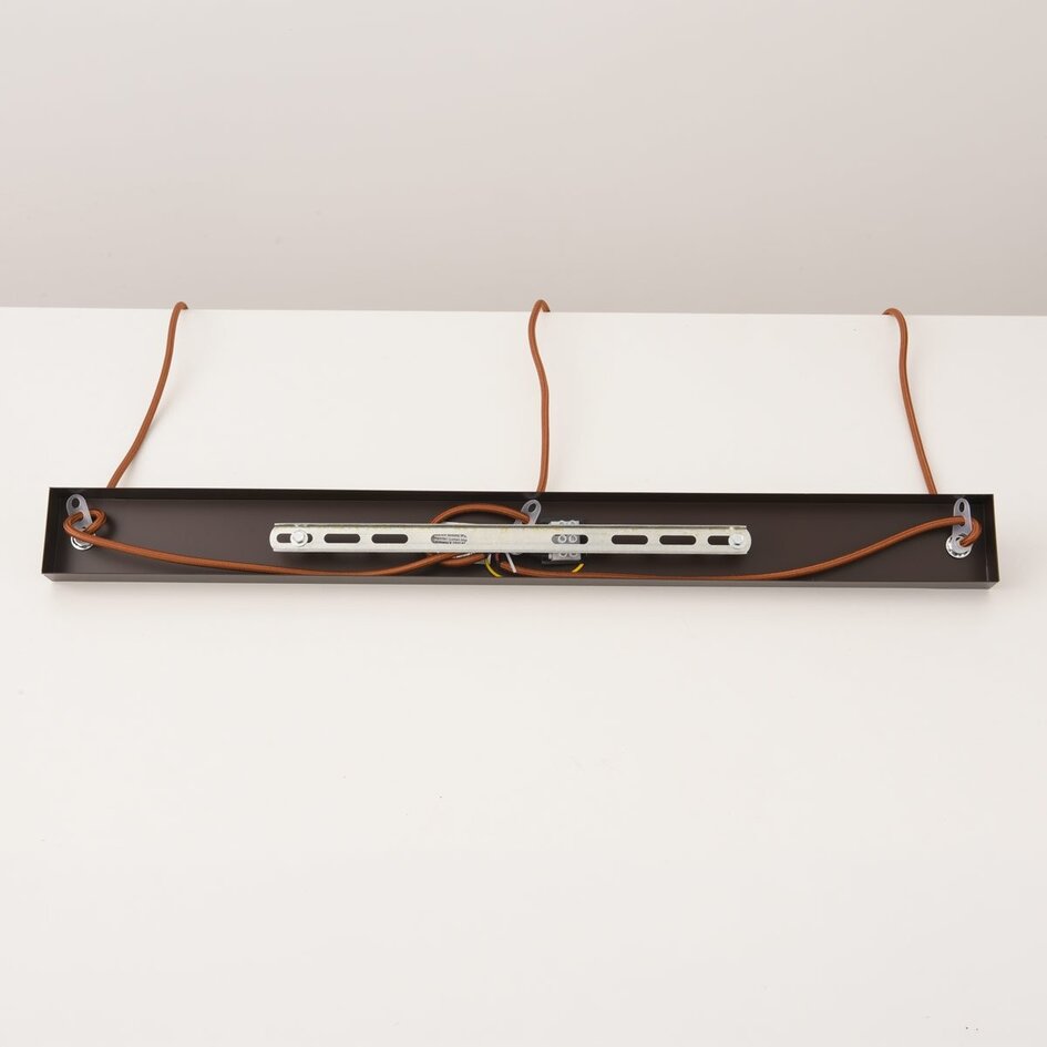 3-lichts hanglamp Vara van travertin (natuursteen), hout en melkwit glas