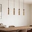 Suspension Oreno à 4 lumières - travertin (pierre naturelle) et bois, ampoules incluses
