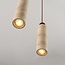 Suspension Oreno à 4 lumières - travertin (pierre naturelle) et bois, ampoules incluses
