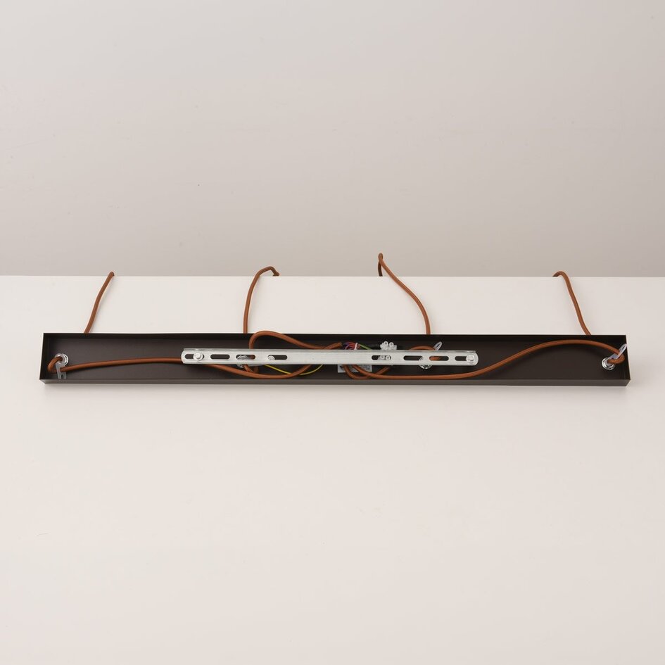 Suspension Oreno à 4 lumières - travertin (pierre naturelle) et bois, ampoules incluses