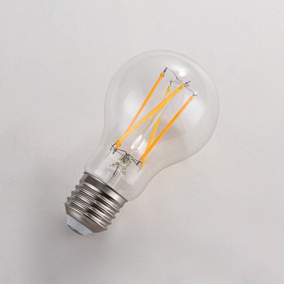 7W & 9W filament lamp, 2200-2700K, helder glas Ø60, dim-to-warm