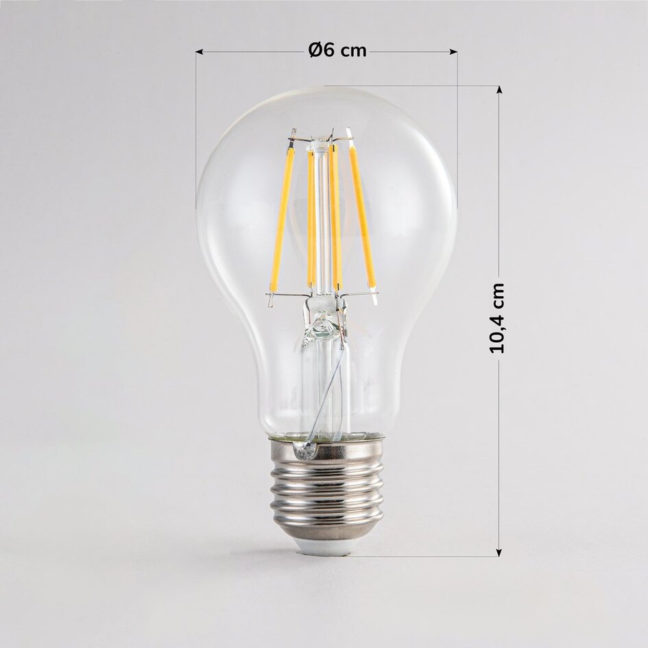 4,5W & 7W  filament lamp, 2700K, helder glas Ø60, 3-staps dimbaar