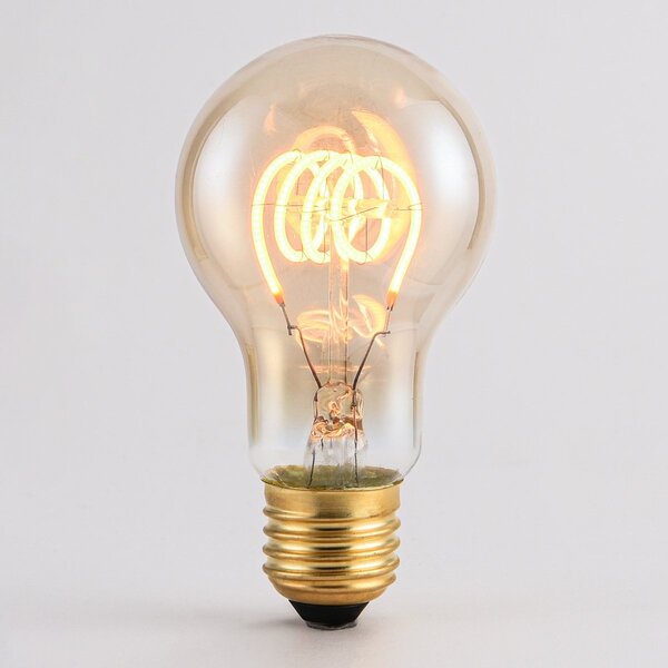 5W horizontale spiraal lamp, 1800K, amber glas Ø60 - dimbaar