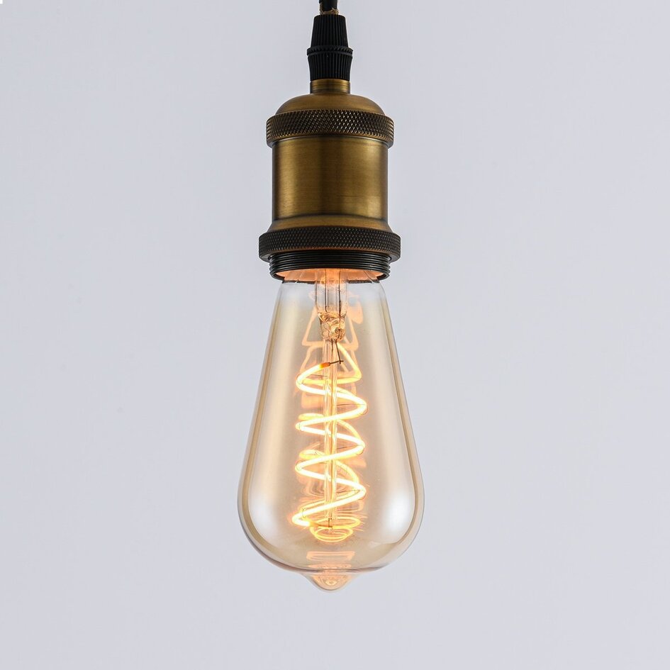 Ampoule filament LED dimmable, spirale verticale 4 watts, verre ambré, 60 mm