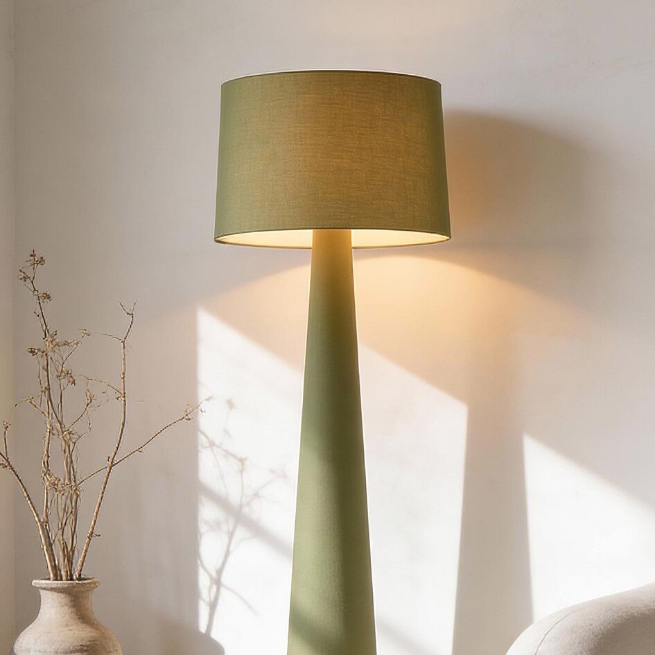 Vloerlamp Rumi in groene stof