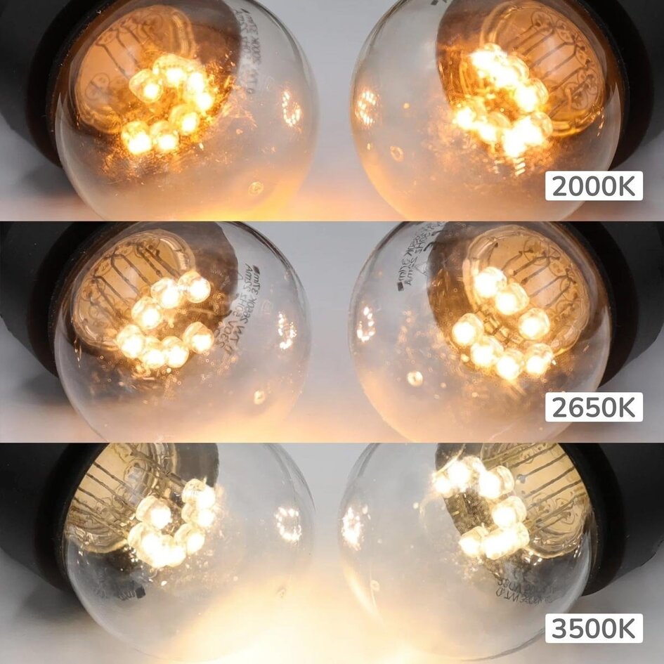 Ampoules guinguette à LED blanc chaud avec LED sur petites perches