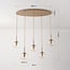 Suspension Alea à 5 lumières - beige et globes en verre transparent