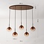 5-lichts hanglamp Nira - bruin ombre-glazen bollen