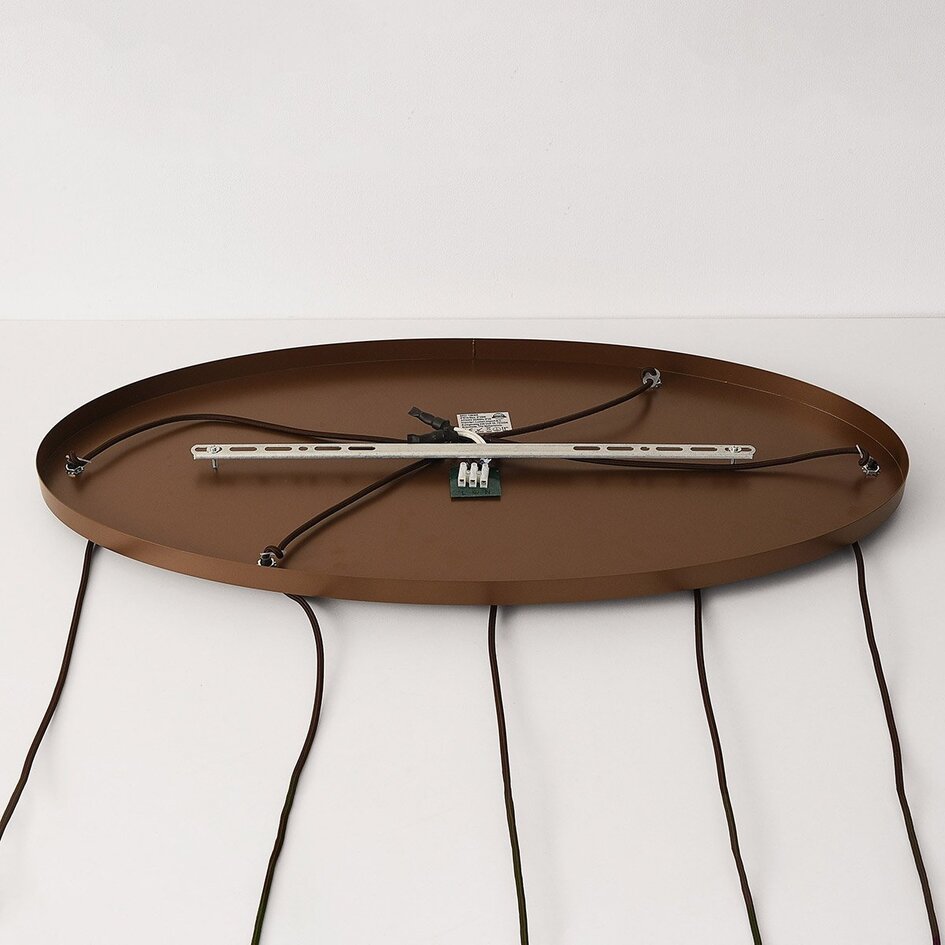 Suspension Nira avec boules en verre brun ombré, 5 lumières