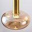 Dimbare hanglamp Valira met amber glas, gouden details en afstandsbediening, 5-lichts