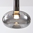 Dimbare hanglamp Valira zwart chrome met smoke glas en afstandsbediening, 5-lichts