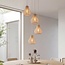 4-lichts Japandi hanglamp Senji zandtaupe met linnen kappen